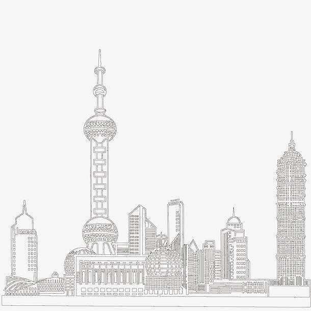 东方之珠简笔画黑白线稿免抠素材_图宝宝 .
